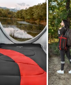 Sleeping Bag – Envelope Lightweight Portable, Comfort with Compression Sack - Great for 3 Season Traveling, Camping, Hiking, Outdoor Activities & Boys. Black 17 81h1cEFQ0EL 1