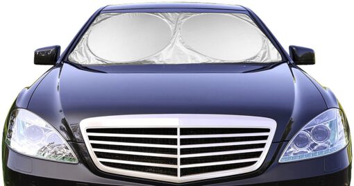 Car Windshield Sunshade (59" x 31.5") UV Protector Shields Auto & Keeps Vehicle Cooler - Easy to Use Pop Up Car Sun Shade for Standard Size Front Windshields Standard (59" x 31.5")