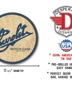 Alternative view of Desperate Enterprises Chevrolet Historic Logo Tin Sign - Nostalgic Vintage Metal Wall Decor - Made in USA - 11.75" Diameter
