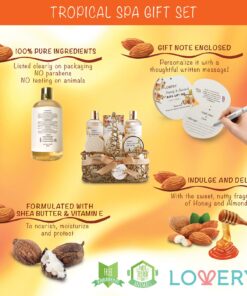 Home Spa Gift Basket - Honey & Almond Scent - Luxury Bath & Body Set For Women and Men With Shower Gel, Bubble Bath, Body Lotion, Bath Salt, Bath Bomb, Bath Puff & Handmade Weaved Basket 18 81h4tfAJPvL