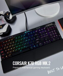 Alternative view of Corsair K70 RGB MK.2 Mechanical Gaming Keyboard - USB Passthrough & Media Controls - Linear & Quiet - Cherry MX Red - RGB LED Backlit (CH-9109010-NA) MX RED (Linear) Black