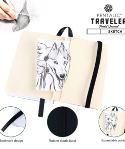 Pentalic 3" x 4" Pocket Sketchbook Traveler Journal, 160 Pages, Black 3-inch x 4-inch, Black Sketch/Blank 25 81h5QqRLkvL