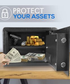 SereneLife Heavy Duty Fireproof Electronic Fingerprint Safe Box-Electronic Lock System with Mechanical Override,Digital Touch Button Control Pad-Includes 2 Keys for Unlocking-Dimension 9.8Dx13.8Wx9.8H 14 81h92uxUmsL