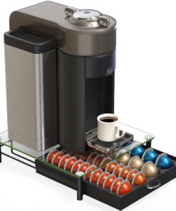 DecoBrothers Crystal Tempered Glass Vertuo Pod Holder Drawer, 24 Large or 48 Small Nespresso Capsule Organizer 48 pcs Capacity Black 26 81h94DvdlJL