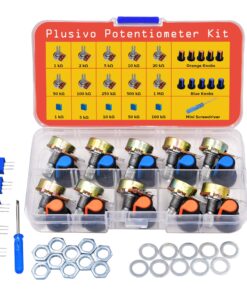 Potentiometer Kit 46 pcs B1K–B1M Ohm Linear Rotary Taper Potentiometer with WH148 Knobs, Multi-Turn Trimmer 3296 (1K-100K), Mini Screwdriver, Washers and Nuts, Potentiometer Kit from Plusivo 15 81h9FoaSkZL