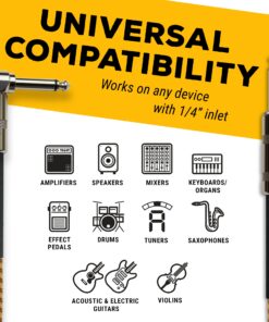 GLS Audio Instrument Cable - Amp Cord for Bass & Electric Guitar - Straight to Right Angle 1/4 Inch Instrument Cable - Brown/Yellow Braided Tweed, 6ft 6 Ft. Right-Angle Gold 23 81hBSNqujZL 3