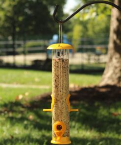 Ashman Bird Feeder Yellow Color (1 Pack), Metal Top and Bottom, Spacious Design, Attractive & Long Lasting, Fill it with Sunflower Black Oil Seeds, Clean and Fill, Great Gift for Friends and Family. 1 10 81hCCEOxiL 1