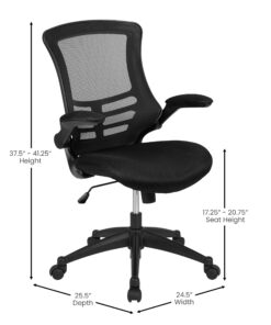 Flash Furniture Kelista Mid-Back Swivel Office Chair with Adjustable Lumbar Support and Seat Height, Ergonomic Mesh Desk Chair with Flip-Up Armrests, Black Black Mesh Set of 1 35 81hCLh8bCUL
