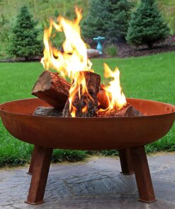 Sunnydaze 34-Inch Rustic Cast Iron Outdoor Raised Fire Pit Bowl with Handles - Oxidized Finish Rust 34 in 17 81hCiMQmkL