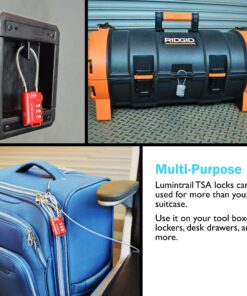 Lumintrail TSA Approved Lock for Luggage or Suitcase, Easy-to-Read 3 Digit Personalized Combination, Metal Travel Suitcase Luggage Lock, Silver, with a 4-FT Braided Steel Cable (2 Pack) Silver, 2 Pack (Lock & Cable) 13 81hDj0ZYmL