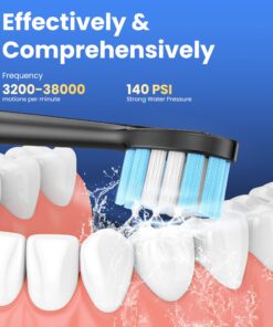 Water Dental Flosser with Electric Toothbrush, One Switch Between Tooth Brush & Water Floss, 3 in 1 Teeth Cleaning Kit with 4 Modes, Water Flosser Portable for Travel and Home (Black) Black 22 81hF7zA2SL