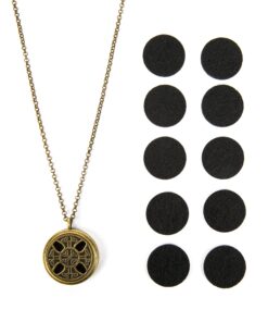 Wild Essentials Celtic Cross Aged Brass Essential Oil Diffuser Nickel Free Alloy Locket Pendant with 24 inch Chain, 6 Refill Pads, Customizable Color Changing Perfume Jewelry for Aromatherapy Bronze Celtic Cross No Oils 14 81hFVZopWIL