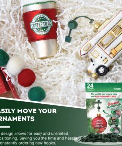 ORNAMENT ANCHOR Ornament Hooks for Hanging Christmas Decorations - No-Slip Hanging Hooks for Xmas - Heavy Duty Christmas Tree Ornaments Hanger Hooks for Small & Large Ornaments (Green, 24 Count) Green 21 81hFpsFocDL