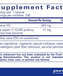 Pure Encapsulations Betaine HCl Pepsin - Digestive Enzymes Supplement for Digestion Aid & Support, Stomach Acid & Nutrient Absorption* - with Betaine HCl Pepsin - 250 Capsules Standard Packaging 10 81hGkXOGRYL