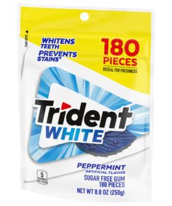 Trident White Sugar Free Gum, Peppermint, 180 Count (Packaging May Vary) 37 81hGkzGWhL