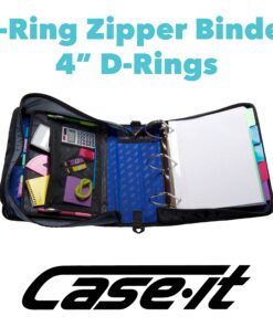 Alternative view of Case it King Size Mighty Zip Tab Binder, 3 Rings, 4" Capacity, 11 X 8.5, Blue
