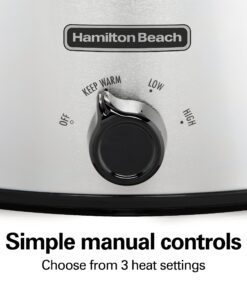 Hamilton Beach 6-Quart Slow Cooker with 3 Cooking Settings, Dishwasher-Safe Stoneware Crock & Glass Lid, Silver (33665G) 27 81hKMIYB2AL