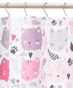 Alternative view of Amazon Basics Fun and Playful Pink Kitties Printed Pattern Microfiber Bathroom Shower Curtain - Pink Kitties, 72 Inch
