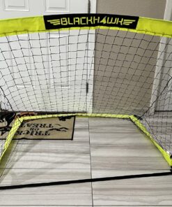 Franklin Sports Blackhawk Soccer Goal - Pop Up Backyard Soccer Nets - Foldable Indoor + Outdoor Soccer Goals - Portable Adult + Kids Soccer Goal 4' x 3' Optic Yellow 40 81hKnsIigtL