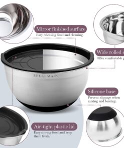 Bellemain Stainless Steel Non-Slip Mixing Bowls with Lids (4-Piece Set) 4 Piece Silver /Black 31 81hOB7BQCaL