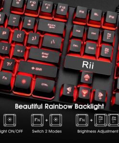 Rii Gaming Keyboard and Mouse Set, 3-LED Backlit Mechanical Feel Business Office Keyboard Colorful Breathing Backlit Gaming Mouse for Working or Primer Gaming,Office Device (RK108) 24 81hOSg1crHL