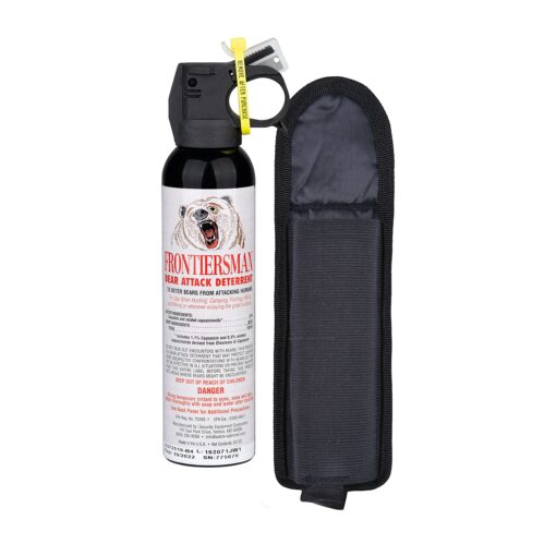 SABRE Frontiersman 9.2 oz. Bear Spray, Maximum Strength 2.0% Major Capsaicinoids, Powerful 35 ft. Range Bear Deterrent, Outdoor Camping & Hiking Protection, Quick Draw Holster & Multipack Options Black3