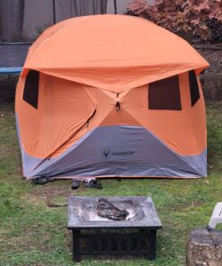 Gazelle Tents T4 Hub Tent, Easy 90 Second Set-Up, UV Resistant, Removable Floor, 4-Person, Orange, 78"x 94" x 94" 22272 T4 Orange/Grey 51 81hOfbxwoL