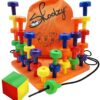 Skoolzy Montessori Sensory Pegboard 33 Piece Set - Develop Sensory Play Occupational Therapy STEM Learning Educational Toys for Kids 2+ - Includes Foam Board, Lacing String, Dice, Storage Bag, eBook Peg Set with Foam Board