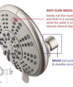 Ana Bath 5-Inch Anti-Clog High Pressure LARGE Dual Shower Head with Handheld Spray - 5 Unique Spray Modes/BRASS CONNECTOR/5 Ft Stainless Steel Hose/Spot Resist Brushed Nickel 23 81hQ3Kv8NiL