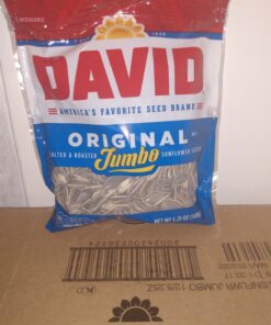 DAVID Seeds Original Salted and Roasted Jumbo Sunflower Seeds, Keto Friendly Snack, 5.25 OZ Bags, 12 Pack 5.25 Ounce (Pack of 12) 35 81hQi8VPLL