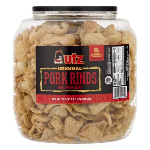 Utz Pork Rinds Barrel, 18 Ounce (Pack of 1) Original 18 Ounce (Pack of 1)