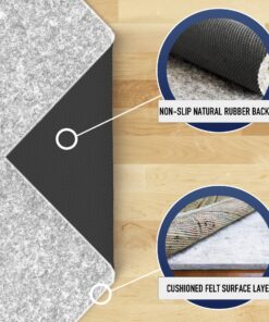 RUGPADUSA - Dual Surface - 9'x12' - 1/4" Thick - Felt + Rubber - Non-Slip Backing Rug Pad - Safe for All Floors 9' x 12' 24 81hRaHHrabL
