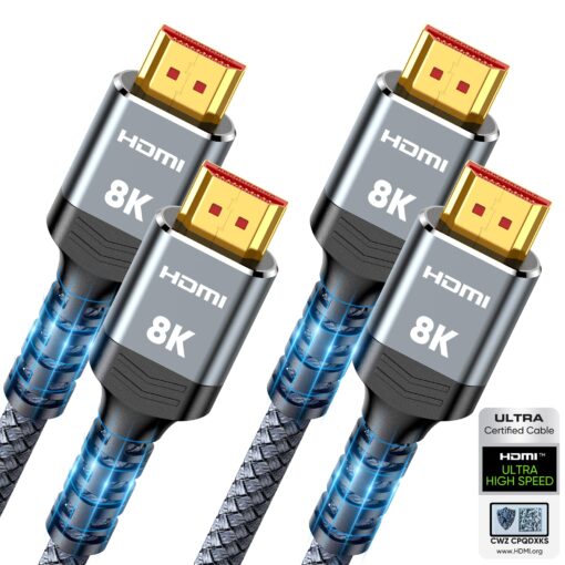 10K 8K HDMI 2.1 Cable 2-Pack 6.6FT, Highwings Certified 48Gbps Ultra High Speed Slim HDMI Cord, Support 4K@120Hz 8K@60Hz, HDCP 2.2&2.3, Dynamic HDR,eARC,DTS:X, Compatible with Roku TV/HDTV/PS5/Blu-ray 6.6 feet Grey