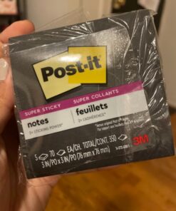 Post-it Super Sticky Notes, 3 in x 3 in, 5 Pads, 2x the Sticking Power, Black, Recyclable (654-5SSSC) 25 81hVzFE3tRL