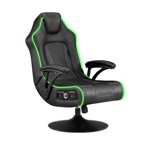 X Rocker Pedestal Gaming Chair, Use with All Major Gaming Consoles, Mobile, TV, PC, Smart Devices, with Armrest, Bluetooth Audio, Headrest Mounted Speakers, Subwoofer, Foldable CXR3