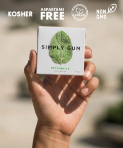 Simply Gum | Peppermint | Pack of Six (90 Pieces Total) | Plastic Free + Aspartame Free + non GMO 22 81hXPLZD0ML 1