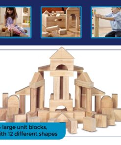 Standard Unit Building Blocks for Toddlers with Storage Tray (64 Pcs) Sanded Wood Blocks for Children, Original STEAM, and STEM Learning, Classic Wooden Toys for Kids Parties and Classrooms 12 81hXqdb4yyL