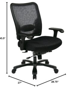 Space Seating 75 Series Air Grid Big and Tall Deluxe Ergonomic Office Chair with Thick Padded Seat and 400 lb. Limit, Black Double Air Grid 32 81hZDH2PgGL