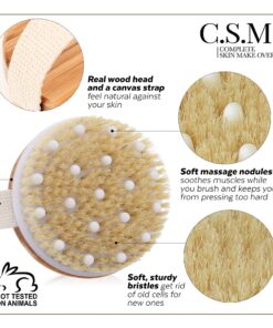 CSM Dry Body Brush for Beautiful Skin - Solid Wood Frame & Boar Hair Exfoliating Brush to Exfoliate & Soften Skin, Improve Circulation, Stop Ingrown Hairs, and Reduce The Appearance Cellulite 37 81haFBPROL