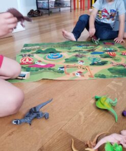 TEMI Dinosaur Toys for Kids 3-5, Realistic Jurassic Dinosaurs Figures with Play Mat & Trees to Create a Dino World Includes T-rex, Triceratops, Velociraptor, Gift for Toddler Boys & Girls 2 3 4 5 6 7 dinosaurs&mat 42 81hauAA8osL