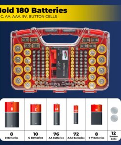 Ontel Battery Daddy - Battery Organizer Storage Case with Tester, Stores & Protects Up to 180 Batteries, Clear Locking Lid, As Seen On TV Original - 180 Batteries 32 81hbJ88WelL 1