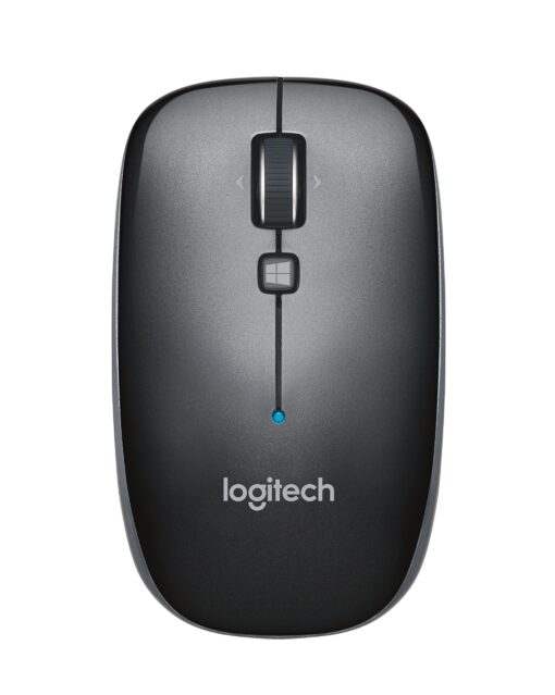 Logitech M557 Bluetooth Mouse – Wireless Mouse with 1 Year Battery Life, Side-to-Side Scrolling, and Right or Left Hand Use with Apple Mac or Microsoft Windows Computers and Laptops, Gray Standard Packaging