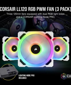 Alternative view of Corsair LL Series, LL120 RGB, 120mm RGB LED Fan, Triple Pack with Lighting Node PRO- White, Lighting Node PRO Included, LL120 RGB White,CO-9050092-WW Triple Pack w/ Lighting Node PRO