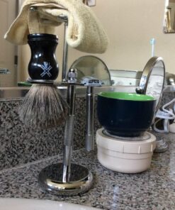 Perfecto Deluxe Chrome Razor and Brush Stand - The Best Safety Razor Stand. This Will Prolong The Life of Your Shaving Brush, metal 41 81hfa3qm0qL
