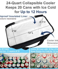 Picnic at Ascot 42 Can Capacity Semi Rigid Collapsible Leakproof Cooler- Designed & Quality Approved in the USA Pack of 1 Black 13 81hgRkr3mOL