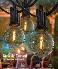 Outdoor String Lights 25 Feet G40 Globe LED Patio Lights with 13 Edison Plastic Bulbs(1 Spare), Waterproof Connectable Hanging Christmas Lights for Backyard Porch Balcony Party Xmas Decor, Black Black - LED 25 ft 26 81hhw2WFMaL
