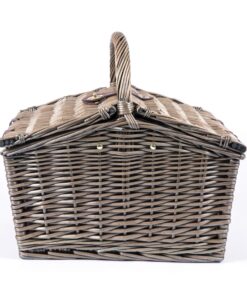 PICNIC TIME Piccadilly Picnic Basket, Romantic Picnic Basket for 2 with Picnic Set - Includes Utensil Set, Glasses, Plates, and Wine Opener, (Anthology Collection - Gray with Gold Accents) 19 81hihzZJNmL