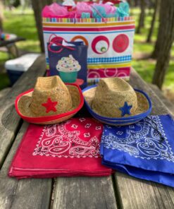 JOYIN Toy Pack of 12 Childs Straw Cowboy Hats with Cowboy Bandannas (6 Red & 6 Blue) Christmas Party Favors 31 81hj19HZ8L
