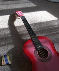 Best Choice Products 38in Beginner All Wood Acoustic Guitar Starter Kit w/Gig Bag, Digital Tuner, 6 Celluloid Picks, Nylon Strings, Capo, Cloth, Strap w/Pick Holder - Pink 35 81hjP2938L