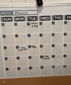 MasterVision Magnetic Dry Erase Monthly Calendar Planner Push Pin Corkboard Combo with Marker Tray, 24" x 36", Gray Plastic Frame, White, MB0707186P 24" x 36" 34 81hjWBGPkrL